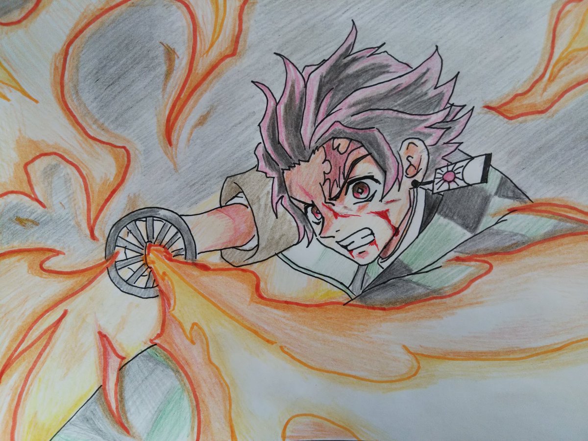 Toshi V Twitter ヒノカミ神楽 鬼滅の刃 鬼滅の刃イラスト 竈門炭治郎 炭治郎 ヒノカミ神楽 イラスト 模写 色鉛筆 Demonslayer Demonslayerfanart Illustration Fanart Coloredpencil T Co 8lxwafry32