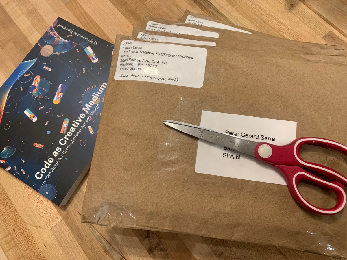 Delighted to dispatch the first batch of free copies of #CodeAsCreativeMedium (by me &amp; <a href="/tegabrain/">Tega Brain : tega.bsky.social</a>)! These books are headed to <a href="/jeanniferpl/">Jeanniffer Pimentel</a> (in Venezuela), <a href="/kardaver2/">kardaver ⭐⭐⭐</a> (in Argentina), <a href="/gerard_sgs/">Gerard Serra</a> (in Spain), and <a href="/growlerpig/">grig</a> (in Romania). Thank you for your interest! 🥰😊
