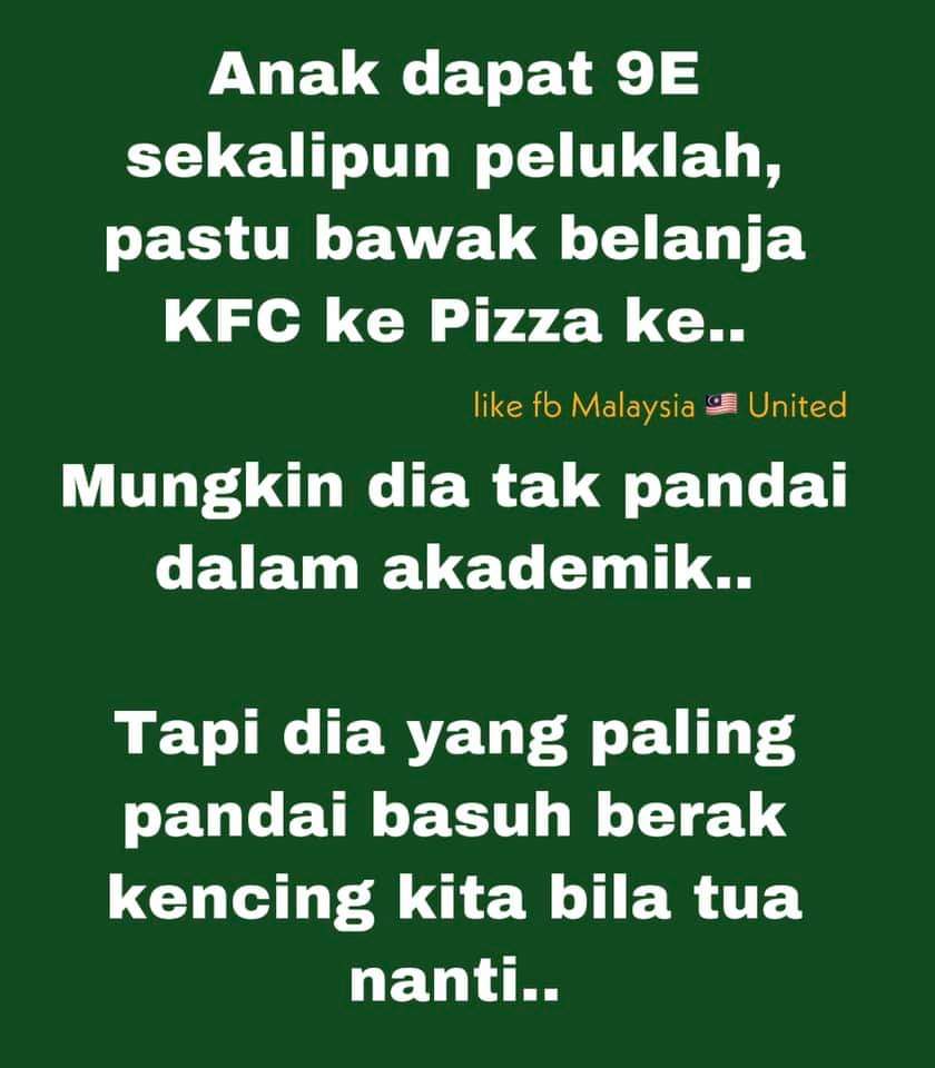 Imej kedit kepada FB Malaysia United. 

Nilai manusia bukan terletak kat berapa A dalam exam. Ianya terletak kat adab. Apatah lagi anak kita. Bila ada adab, sejuk hati.