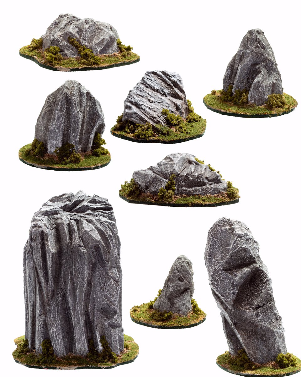 Refurbished some old rock I made when I was younger 
Wish I had a before pic but
Just imagine these with out the grass, bushes, bases and just 1 coat of gray paint
#wargame #wargameterrain #fakerock #WarhammerCommunity #tabletopgaming