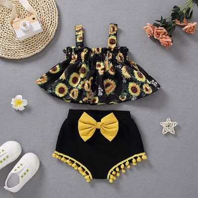 Summer new baby sling sunflower print top briefs outfit...#outfitoftheday #fashionstyle #fashionnova #styletable #fashionweek #babygorl #momlife 😍❤️❤️👇sotitch.com/products/summe…