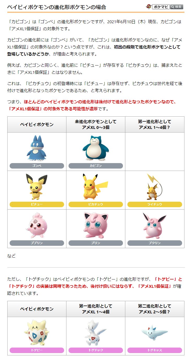Twitter 上的 ポケモンgo攻略情報 ポケマピ カビゴンが アメxl1個保証 対象外の理由として 世代を経て後付けで進化系になったポケモンはアメxlを確定で落とすわけではない という仕様が濃厚と思われます 詳細は記事 動画をご確認ください 動画 T Twitter 上的 ポケモンgo攻略情報 ポケマピ カビゴンが アメxl1個保証 対象外の理由として 世代を経て後付けで進化系になったポケモンはアメxlを確定で落とすわけではない という仕様が濃厚と思われます 詳細は記事 動画をご確認ください 動画 T