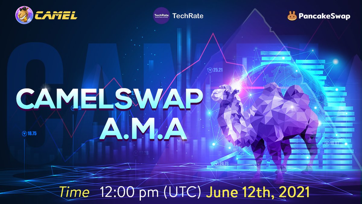 🔮 CAMELSWAP A.M.A  🔮  
    
⌛️ Time: June 12th , 12:00 PM UTC    
🏆 Reward: 100,000 $CAMEL
Fill this form for your question : docs.google.com/forms/d/1m4iVP…

Website: Camelswap.net
Telegram Channel: t.me/camelannouncem…