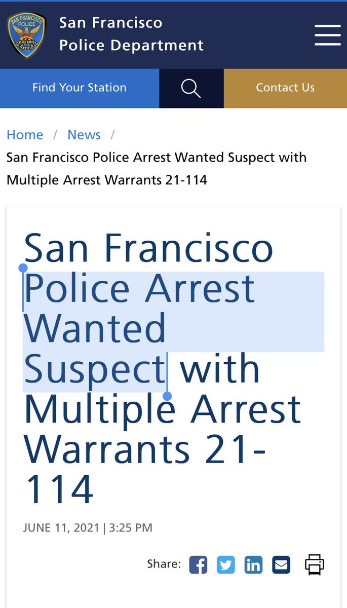Image of headline: San Francisco Police Arrest Wanted Suspect with Multiple Arrest Warrants