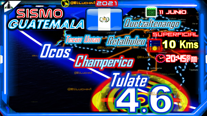 elluchin1's tweet photo. 🇬🇹#UltimaHora
➡#Sismo 🔴4.6⚡  IN
🌅#Tulate  al SurEste
⏱20:45 Pm 🌌Noche Guate🇬🇹
SUPERFICIAL🔰10 Kms 
Suchitepequez #Guatemala🇬🇹 
#FelizSabado #Temblor
#TemblorGT #Earthquake #Terremoto https://t.co/5HtZPivy4O