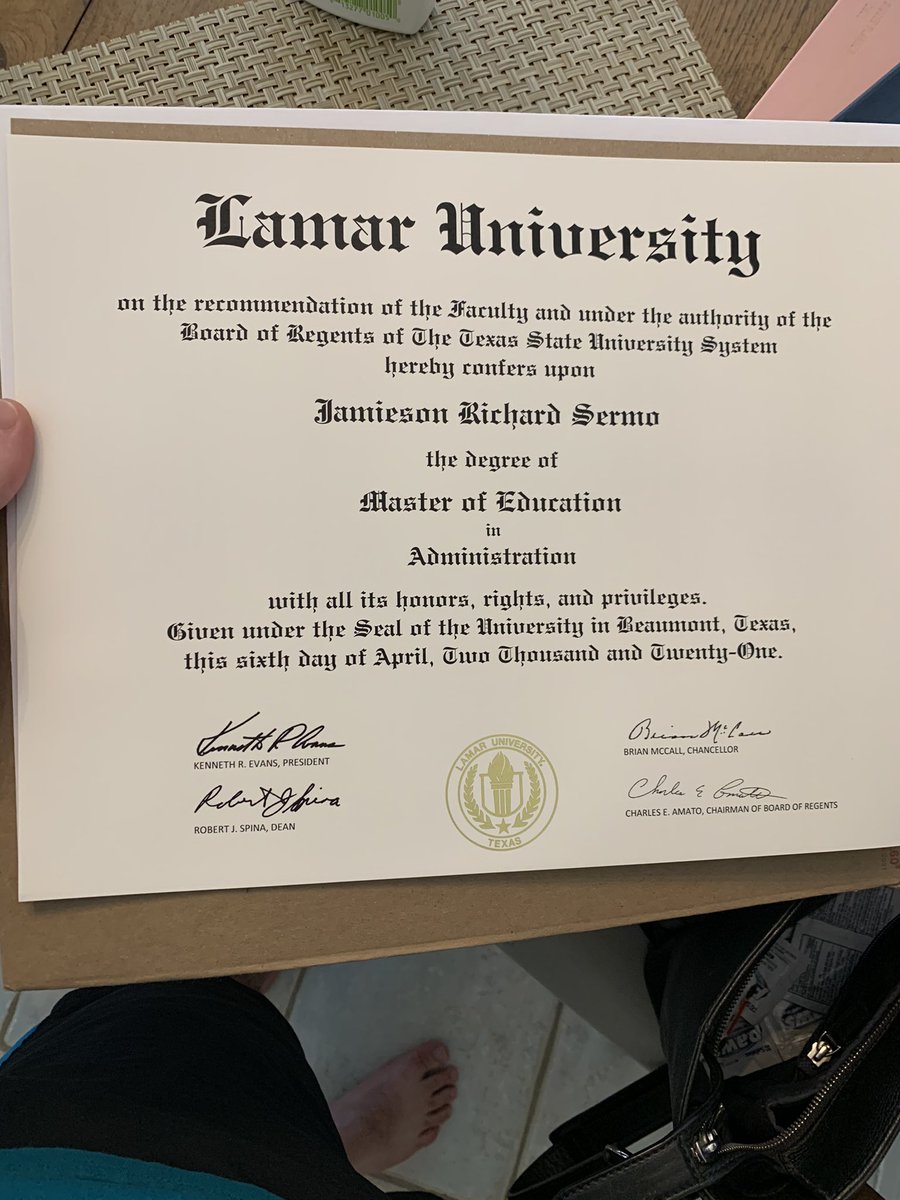 I guess I could share that I’m an official Master of Education Administration. Walked across the yard to earn my diploma 😜#LamarU #Cardinalpride #Masters #future