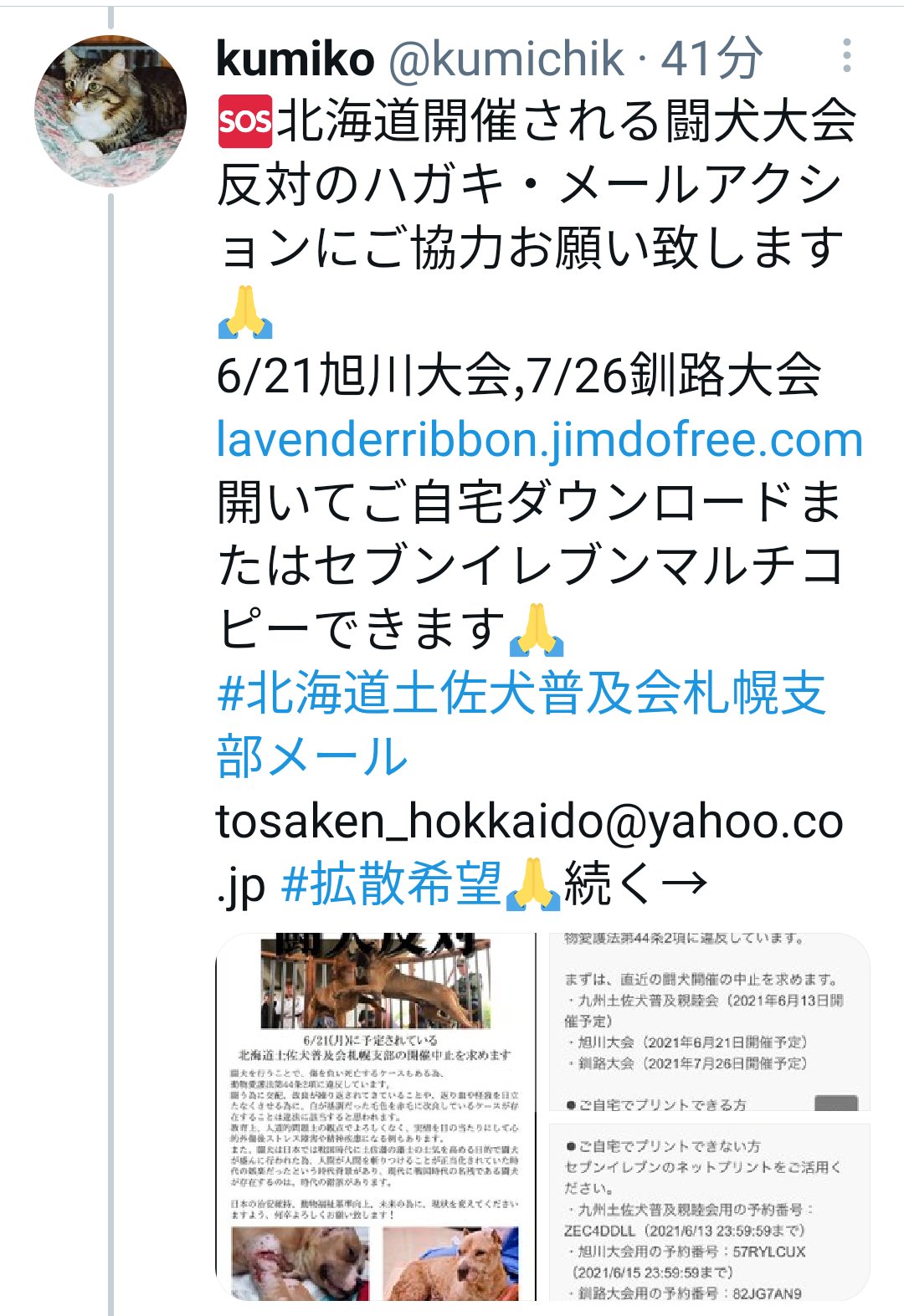 Kumiko 北海道でも闘犬が開催されます 日程は6 21 7 26 8 23 9 10 25です どうか で闘犬反対のアクションをお願いします T Co Ynpnnzixd8 闘犬廃止の署名 T Co Dec4bk1avl 闘犬反対 闘犬廃止 民法改正 動物はモノじゃない