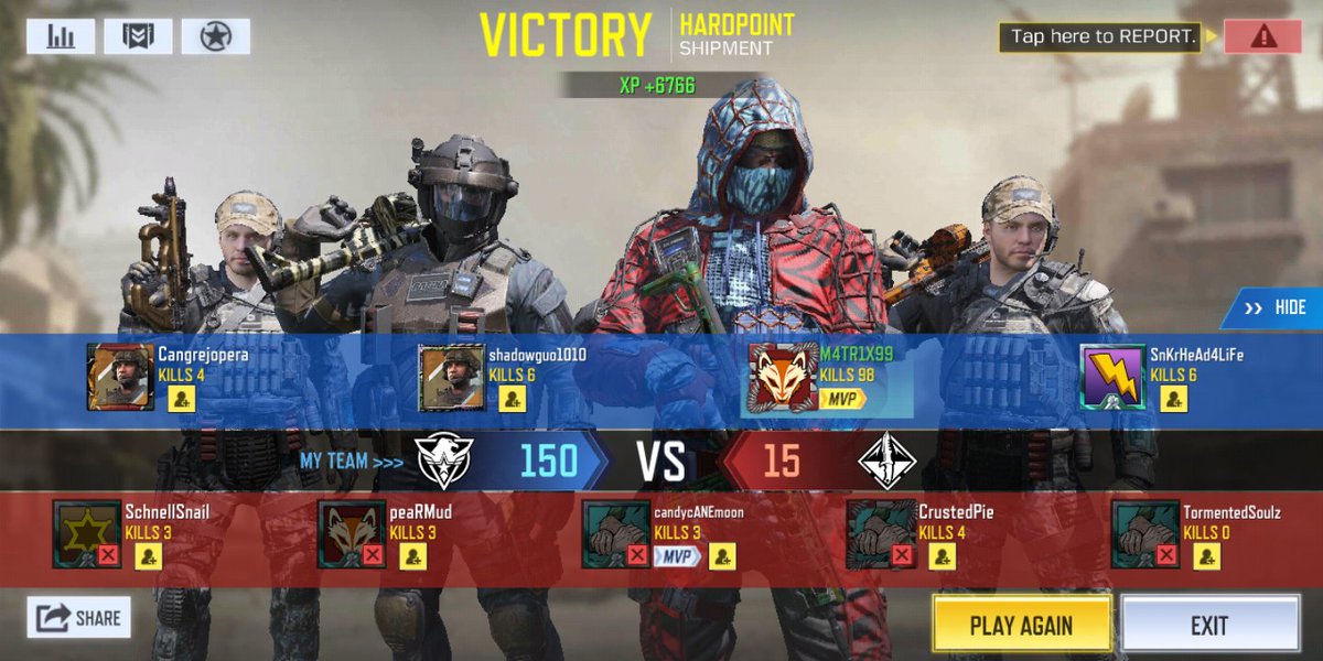M4TR1X99's tweet photo. 98 kills, my highest kill game ever
I think its a record idk but fuck ya got a nuke as well. #codmobile #killrecord #hardpoint #callofduty #codmnuke #terminator https://t.co/QAh0oytqhR
