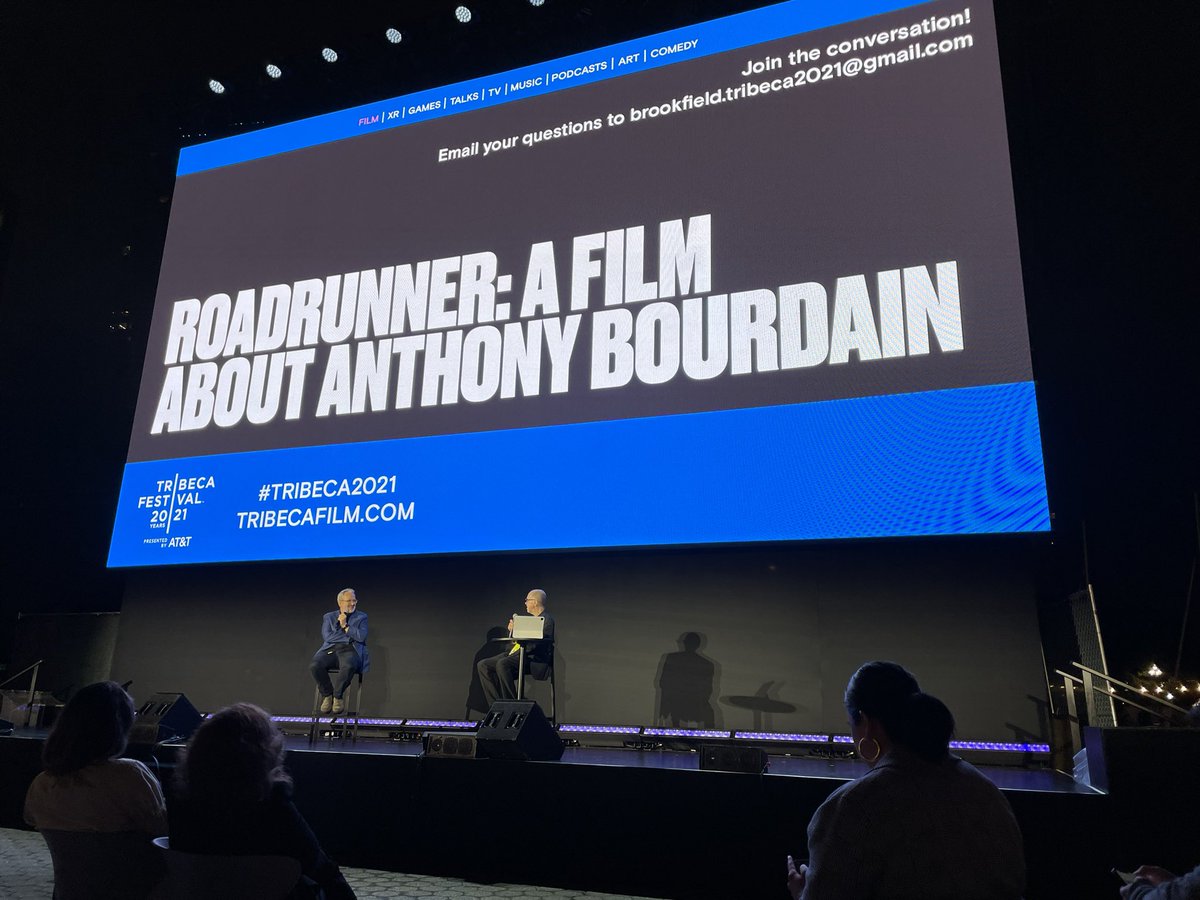 🎥 Day 3, #Tribeca2021

Director Morgan Neville (left) delivers a disarmingly honest film about Anthony Bourdain.

We all love + miss you, Tony. 🌍✈️

 #ROADRUNNER