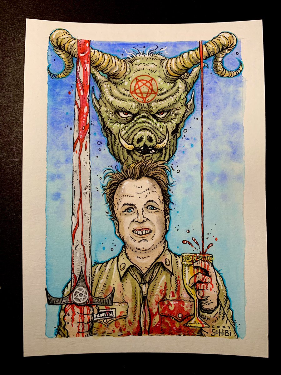 Man, that ending sequence of EVILSPEAK is SO EPIC! Absolutely love it😍 & #ClintHoward is such an amazing guy!
First piece done of the night & ready for the next, devilish film...👹🤘
#TheLastDrawIn during #TheLastDriveIn on @Shudder