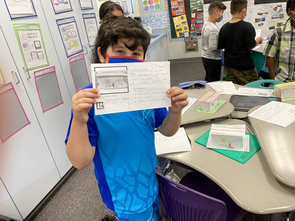 ellamcp92's tweet photo. Students learned the role of a real estate agent, built mini homes using measurement standards, researched the community of El Cajon on Zillow to make an ad for their home, and then made a sales pitch for “clients”I’m so proud of their hard work! @NarancaMustangs @CVWorldofWork https://t.co/HSQpktZPE6