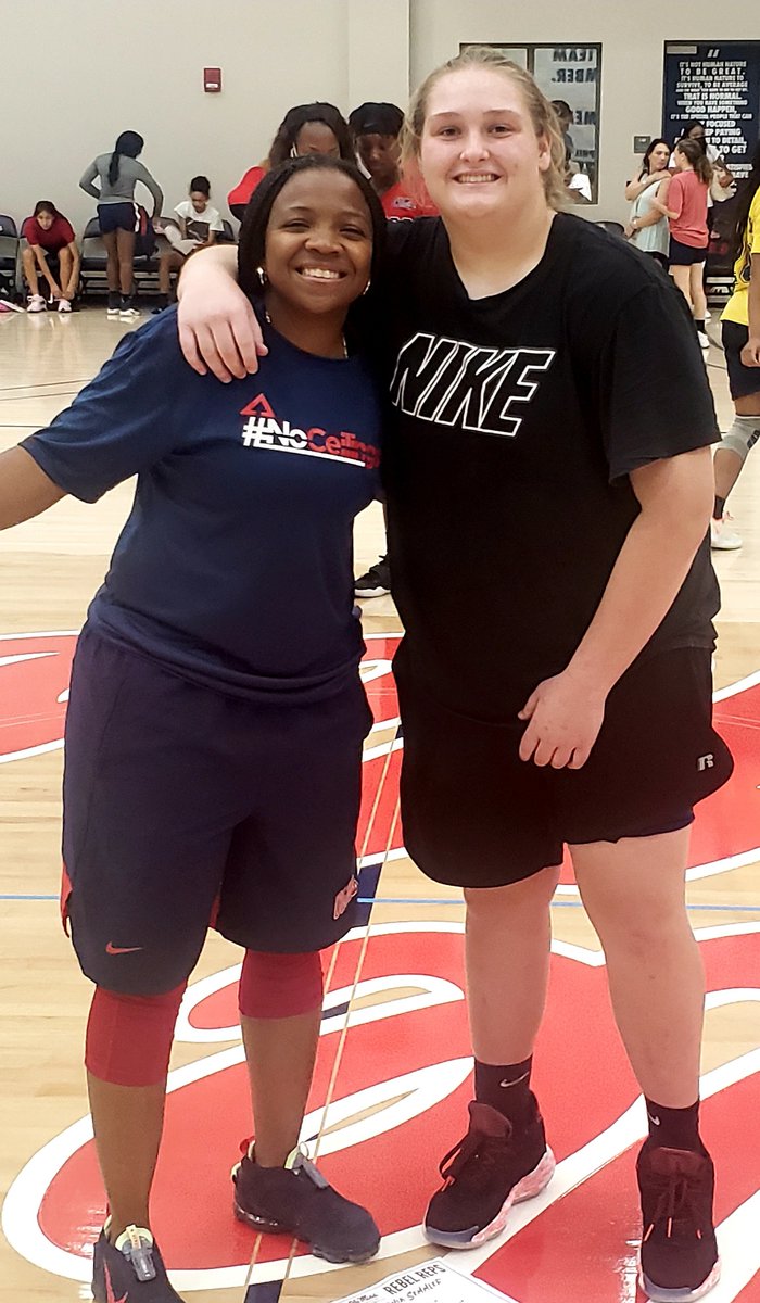 SophiaSemmler's tweet photo. So honored to be recognized by @YolettMcCuin of @OleMissWBB today with the "Spirit Award" at their summer women's basketball camp.  Got a pair of their Breast Cancer Awareness uniform shorts.  They are so "sick". Thanks for the recognition. #NoCeilings #RebsWearPink @FulshearGBB https://t.co/EcPiKs3HPI