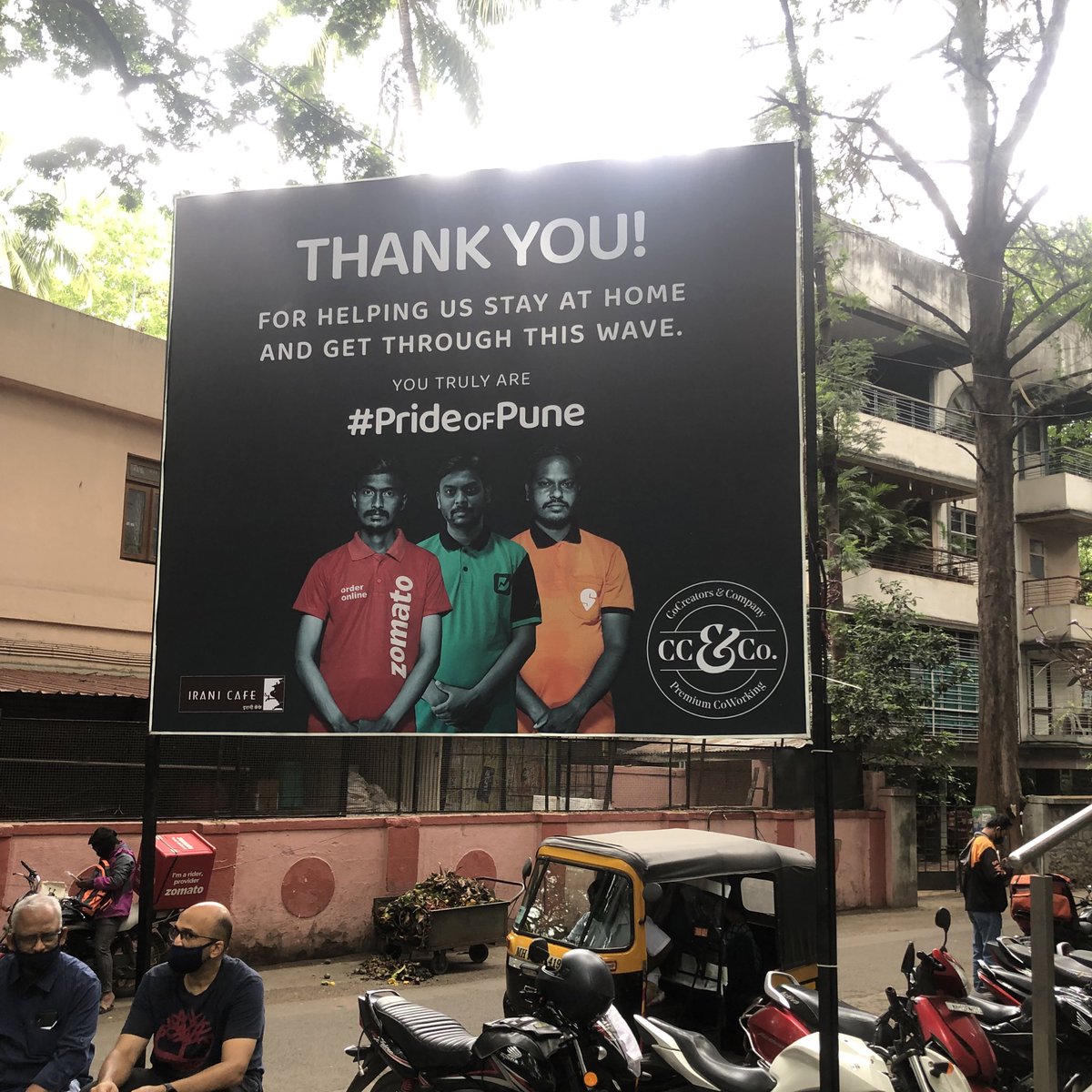 CC&Co (@cocreatorsc) on Twitter photo Thanks to all delivery warriors of <a href="/zomato/">zomato</a> <a href="/swiggy_in/">swiggy</a> and <a href="/DunzoIt/">Dunzo</a> for helping us sail through these tough times. You have helped us stay at home. You too are #PrideofPune for us. #अभिमानपुण्याचा
<a href="/DeoSahil/">Sahil Deo</a> <a href="/rugwed/">Rugwed Deshpande</a> <a href="/sudhirmehtapune/">Dr. Sudhir Mehta</a> <a href="/PMCPune/">PMC Care</a> <a href="/PSamratSakal/">Samrat Phadnis</a> <a href="/aparanjape/">Amit Paranjape</a> Thanks to all delivery warriors of <a href="/zomato/">zomato</a> <a href="/swiggy_in/">swiggy</a> and <a href="/DunzoIt/">Dunzo</a> for helping us sail through these tough times. You have helped us stay at home. You too are #PrideofPune for us. #अभिमानपुण्याचा
<a href="/DeoSahil/">Sahil Deo</a> <a href="/rugwed/">Rugwed Deshpande</a> <a href="/sudhirmehtapune/">Dr. Sudhir Mehta</a> <a href="/PMCPune/">PMC Care</a> <a href="/PSamratSakal/">Samrat Phadnis</a> <a href="/aparanjape/">Amit Paranjape</a>