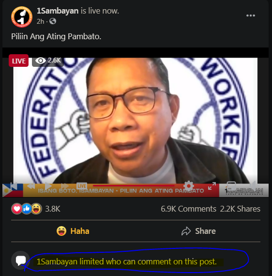 PuttanescaBaby's tweet photo. Freedom of speech is alive, but not kicking at the 1SCAMBayan Facebook page. 😳 Take it as a sneak peek of what it's gonna be like when, universe forbid, these morons are in power.

#SCAMBayan https://t.co/yjwGVDZghd