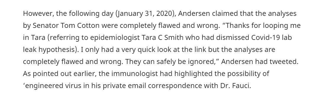 Lab leak on Twitter: "I just shared the article and the tweet.. https