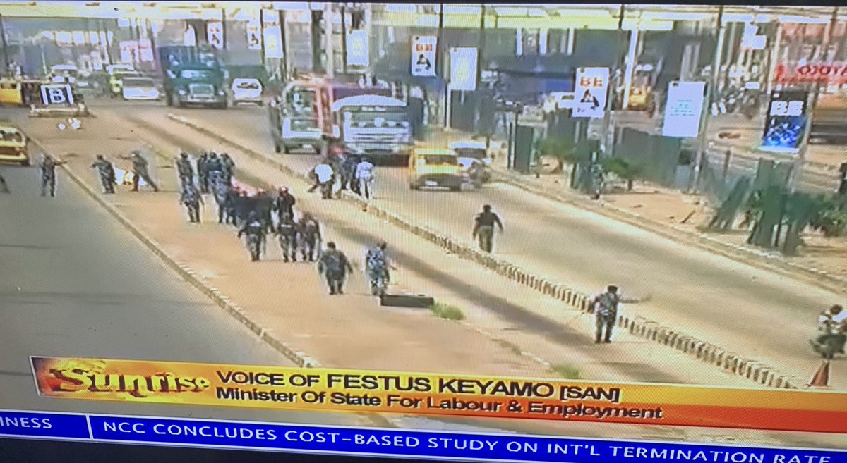 AyanfeOfGod's tweet photo. Police have started arresting, shooting, and teargassing peaceful #June12thProtest’ers at Ojota and Festus Keyamo, the erstwhile human rights activist is on Channels defending this ugly impunity. It will be on record that Keyamo, sided with a tyrant against Nigerians #KeepitOn https://t.co/ar2s5oRFqa