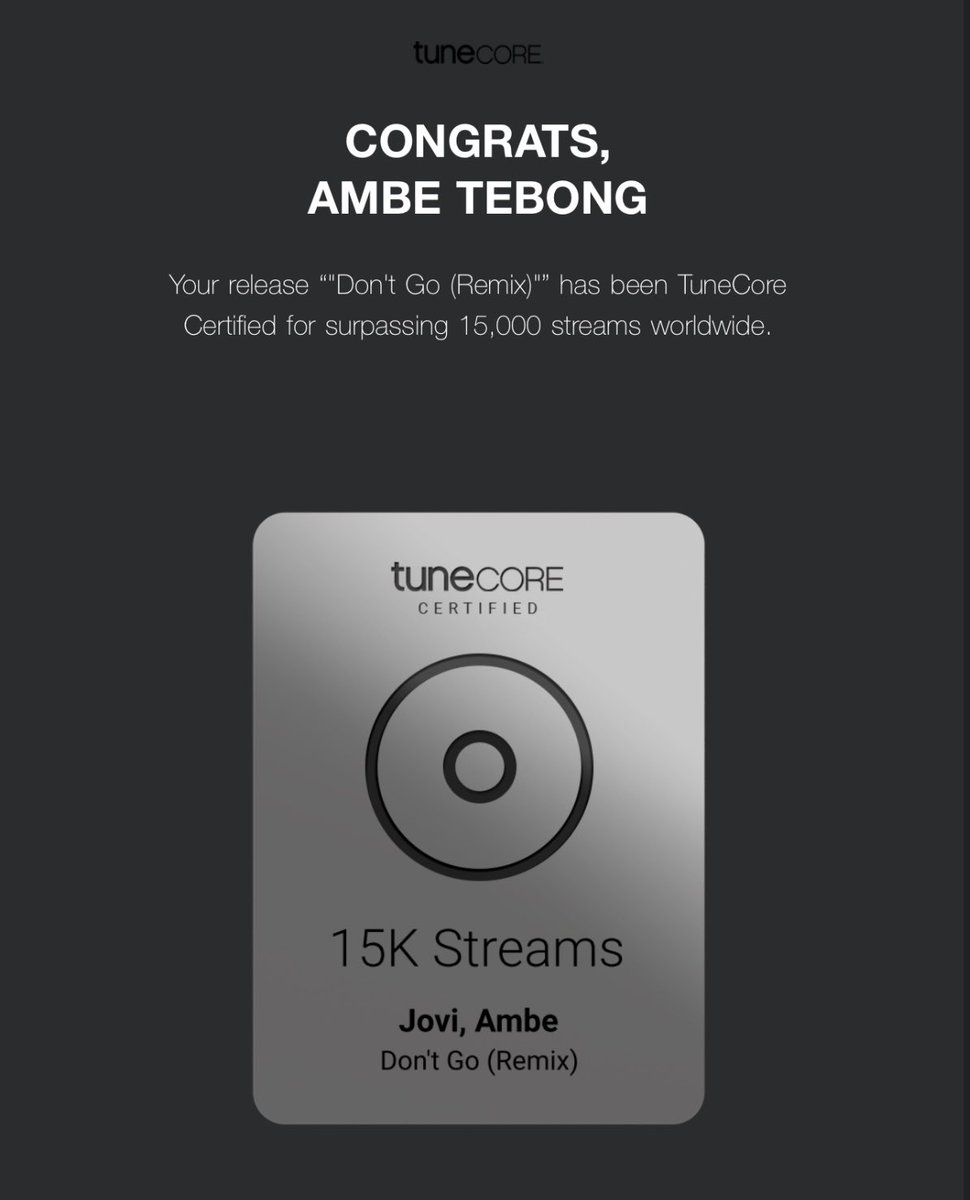 TebongAmbe's tweet photo. A big thank you to all my fans worldwide, The mighty Mboko Gang Gang Gang! world wide and to the big bro MBOKO!! @JoviLeMonstre for calling me up and jumping on this song, we are now @tunecore Certified. Keep streaming #DontGoRemix #Mboko! #Vizu #Tunecorecertified #AmbeDising ๐จ๐ฒ https://t.co/cKthGPQVF5