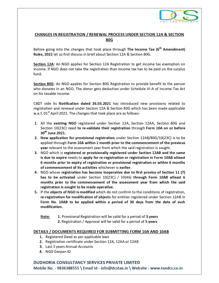dcstax1's tweet photo. #Section12A #SECTION80G #Registration #Renewal #changeinprocess @kanchan8211 @dudhoria_vikram @PROBALMONDAL @AMITKUM07582658 https://t.co/5GFng0ZQ7q