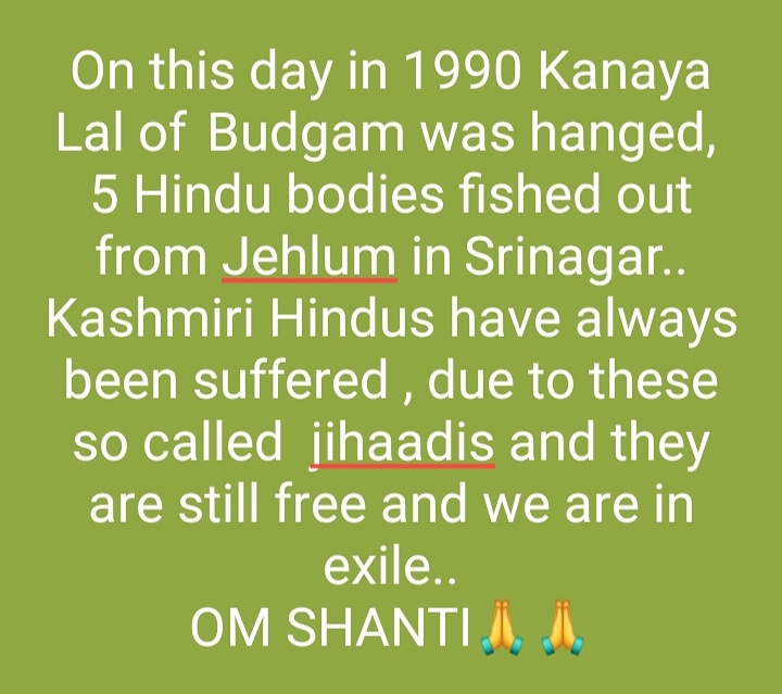 WMartyrs's tweet photo. #kashmirihindulivesmatter
#kashmiripanditgenocide #kashmirihindus #motherlandkashmir #resettlekashmirihindu #justicedenied #destroyterrorism @KpNationalist @PankajRaina2020 @Rakeyshanthal @Gash_Tarukh @rjvraina @anjlala @panditasatyarth @KashmiriPandit7 @rainaamit @ImRaina https://t.co/hvNIbbXiAj