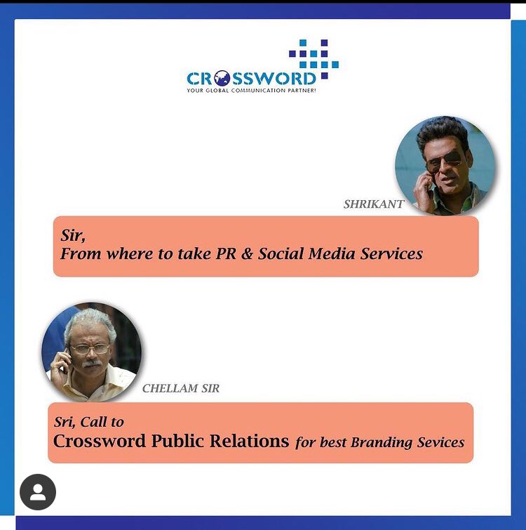 CrosswordPr's tweet photo. Only Chellum Sir knows everything 🙄✌️
.
.
.
.
. Services available in more than 300 cities of India. 

Contact now to know more! 
+91-9971521815

.
.
.
#chellumsir #thefamilyman2 #thefamilyman #amazonprimevideo #manojbajpayee #creatorspot #digitalmediamarketing #trending https://t.co/pv2wf7z3pM