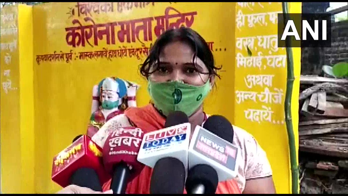 ANINewsUP's tweet photo. ‘Corona Mata’ temple comes up under a neem tree at a village in Pratapgarh district 

"Villagers collectively decided &amp; set up the temple with belief that praying to the deity would definitely offer respite to people from Coronavirus," a villager said yesterday. https://t.co/jA3SGU0RQE