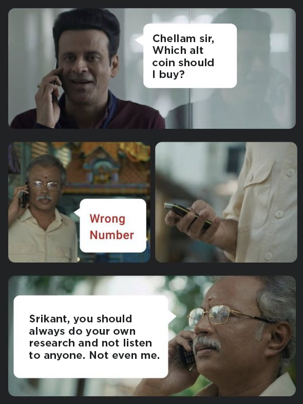 ivivekch's tweet image. Investing in Crypto 101 by #ChellamSir

#MemeTheFamilyMan