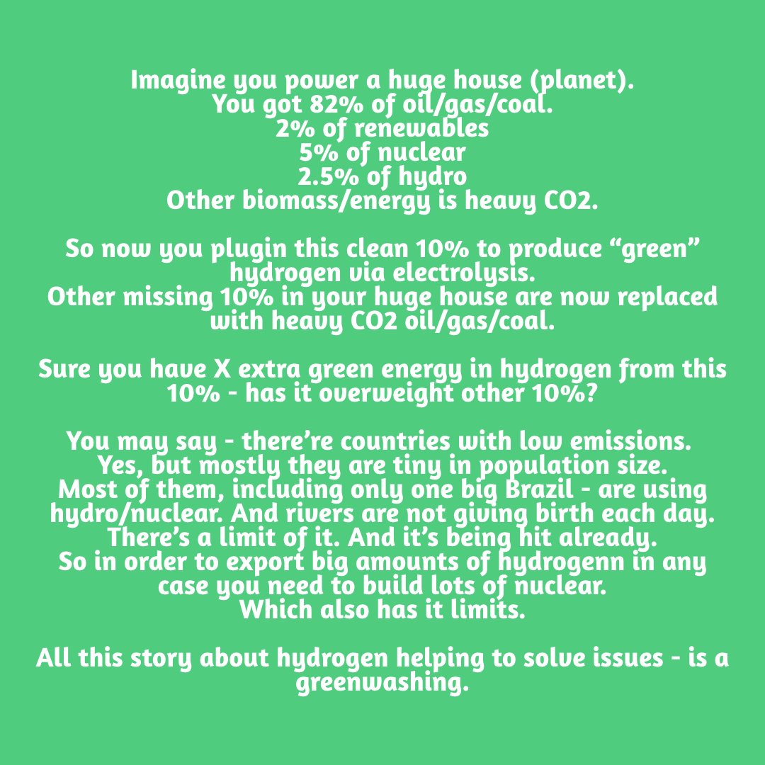 23/ Why "green" hydrogen won't save us?"Other missing 10% in your huge house are now replaced with heavy CO2 oil/gas/coal."