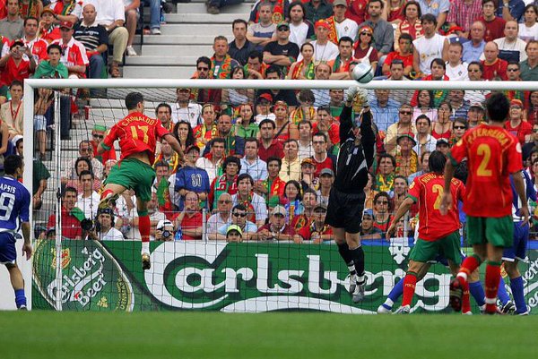 #OnThisDay in 2004,Cristiano Ronaldo scored his first goal for Portugal against Greece at the Euro.