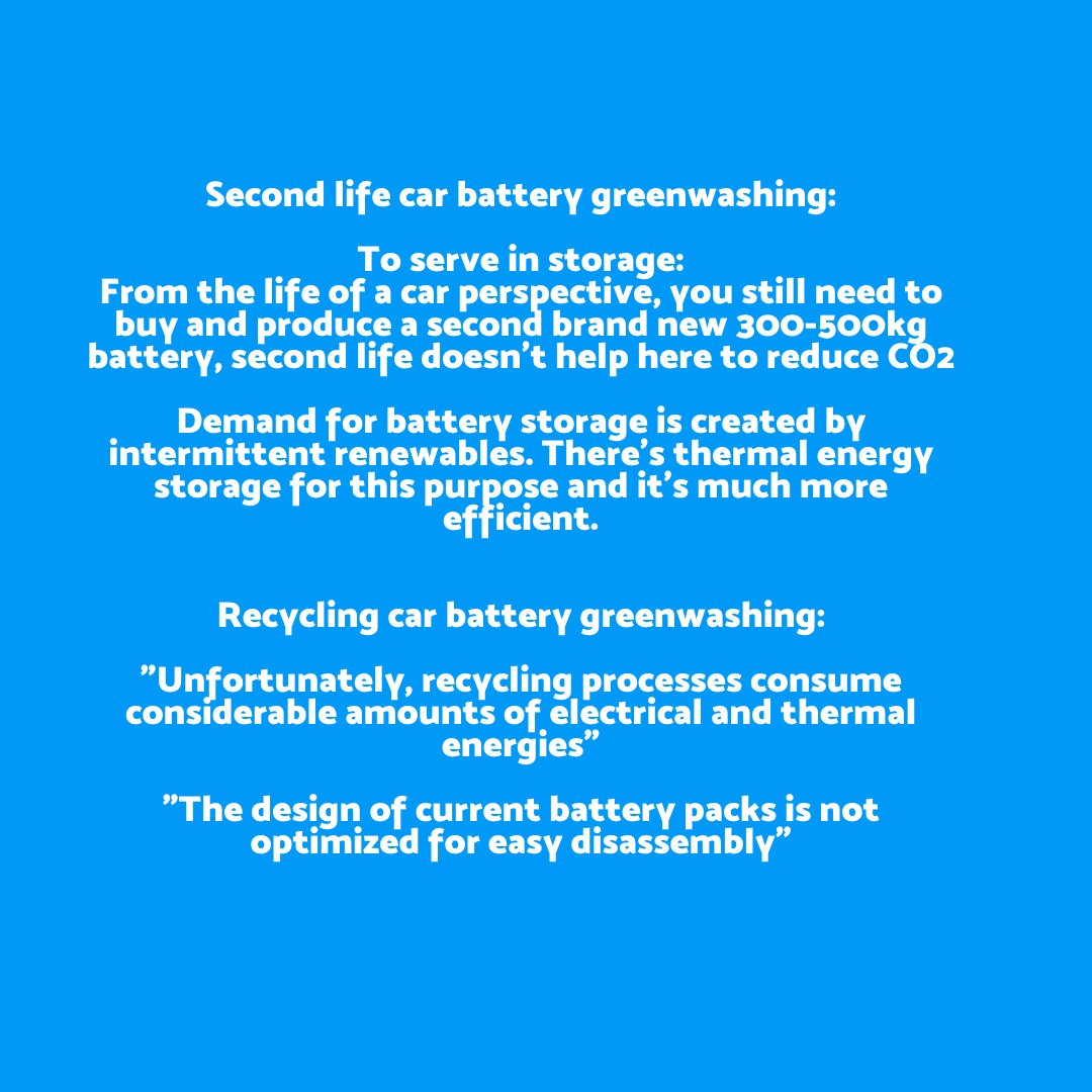 28/ Recycling electric car battery greenwashing is a new trend:"Unfortunately, recycling processes consume considerable amounts of electrical and thermal energies"1  http://bit.ly/3f9NWu7 2  https://go.nature.com/3d2o8xC 