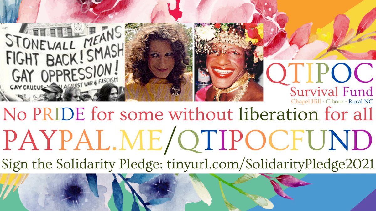 Honor Marsha + Sylvia this PRIDE month by sending survival funds to trans sex workers of color: Paypal.me/qtipocfund. Be a better ally all year round by offering sustainable, monthly support: tinyurl.com/solidaritypled… #InvestInBlackTransFutures #WeKeepUsSafe @equalitync