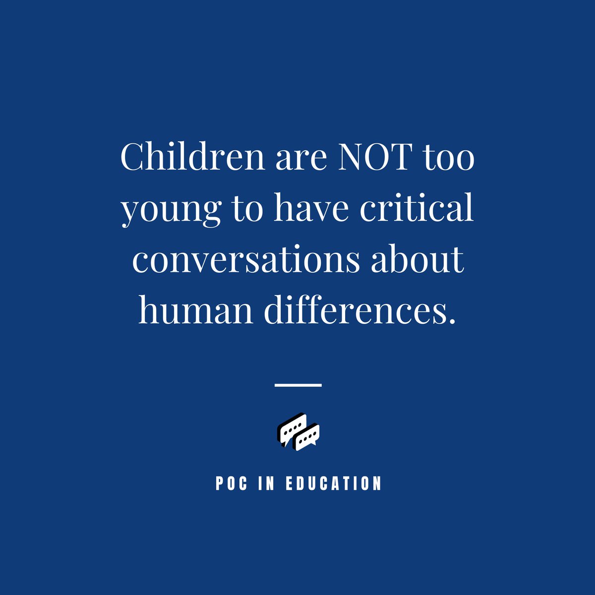 POC_In_Ed's tweet photo. What do you think about young children having conversations about human differences👶?
See thread for resources🔖 Share your thoughts💭
#EarlyChildhoodEducation #AntiBias #HumanDifferences #IdentityDevelopment #SocialIdentity #UncomfortableConversations #DEIJ  /1 https://t.co/rfWBYMKRLC