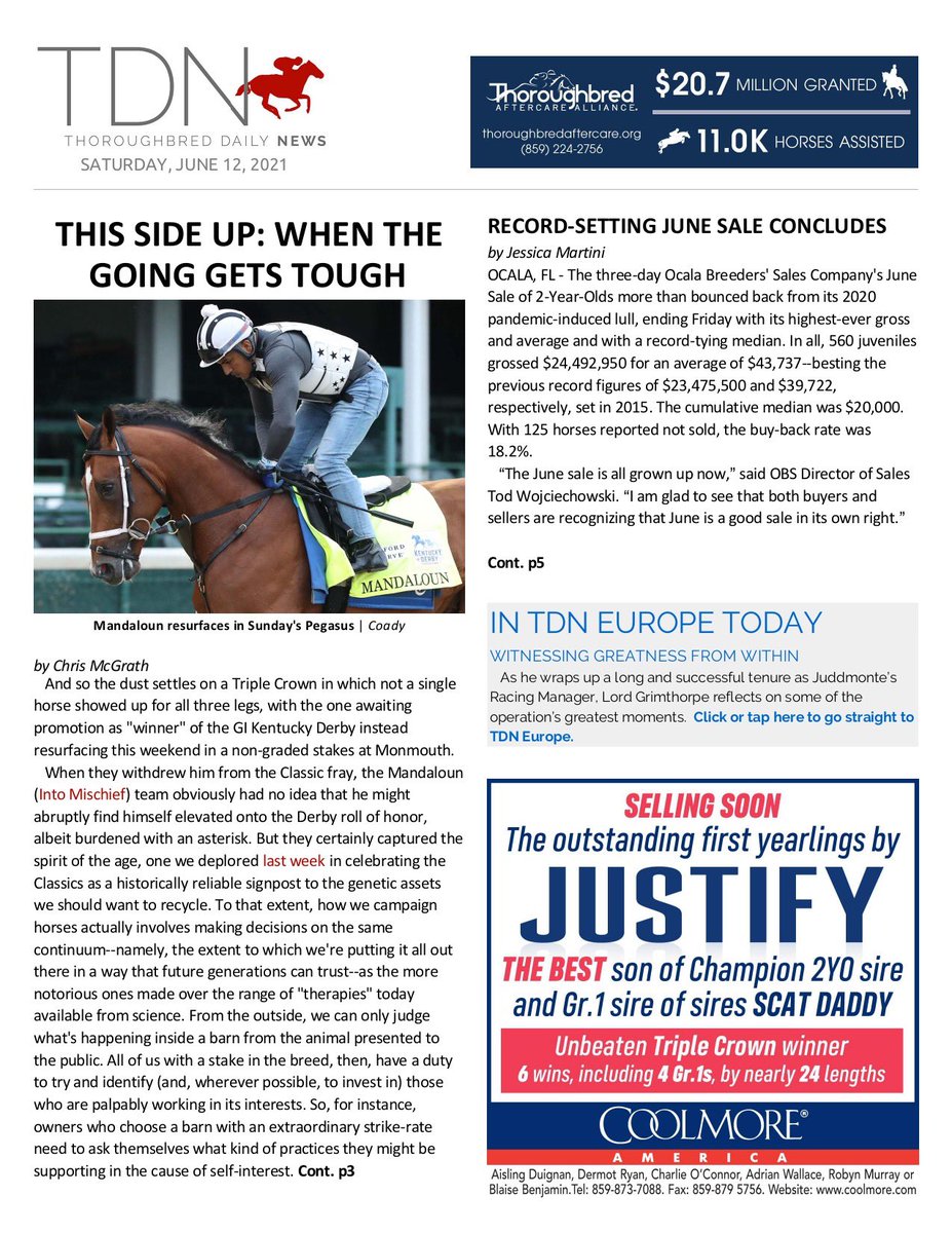 IiyamaRacing's tweet photo. @theTDN
My ad appeared on TDN today(12/June). Please take a look.
世界中の競馬関係者が読んでいるTDN(Thoroughbred Daily News)紙に広告を載せました。セレクトSの広告もあります。ぜひご覧ください。
https://t.co/oOshSgQxPo
#thoroughbreddailynews #canhelp #allaspects #bloodstockagency https://t.co/pSbhrE1HFo
