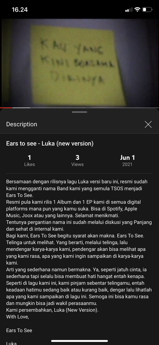 earstoseeband's tweet photo. Dan kami rilis pula Luka versi baru sebagai single pertama kami sebagai Ears To See. 

Silakan cek di https://t.co/IGgFoHKnK6 https://t.co/ggLnmkPKeH