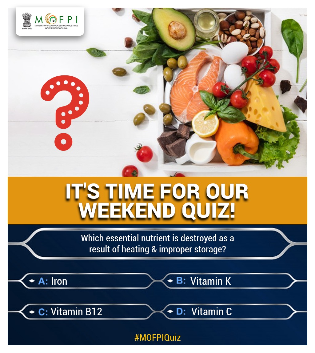 MOFPI_GOI's tweet photo. MOFPI weekend quiz is back!
Give us the right answer by commenting below with your answer using #MOFPIQuiz. https://t.co/qqRGR05TqO