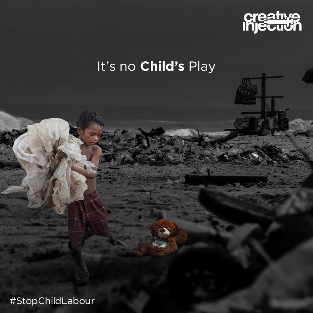 injection100's tweet photo. Small hands that should be playing with toys are toiling with labour work. Today on #WorldDayAgainstChildLabour let’s pledge our support to eradicate child labour.
.
.
#creativity #CreativeAgency #SocialMedia #DigitalMarketing #Branding #Advertising #GraphicDesign #Innovation https://t.co/B9YYxB7tOC