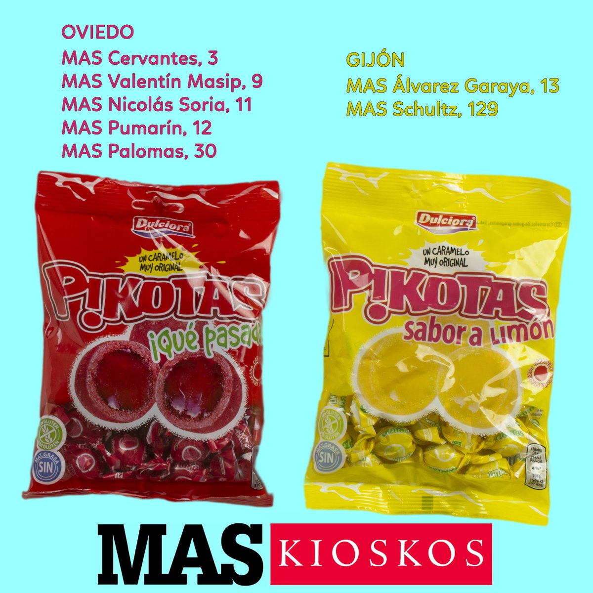 🆕 PIKOTAS, caramelos 🍬super-especiales con un intenso sabor a cereza 🍒 y limón 🍋, ahora en bolsas de 100 g. sin grasas ni gluten, en nuestros #kioskosMAS

#caramelos #gominolas #sabor #chuches #golosinas #dulce #chocolatinas #misfavoritos #freegluten #singluten #kioskos