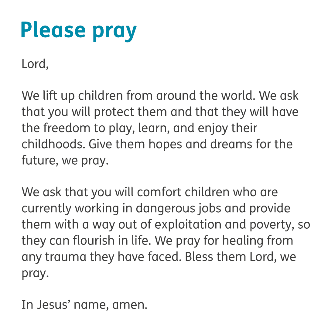 Today, on the World Day Against Child Labour, we remember the millions of children around the world who are forced to go out to work at a young age, often in dangerous conditions. Please join us in prayer 🙏 #endchildlabour2021