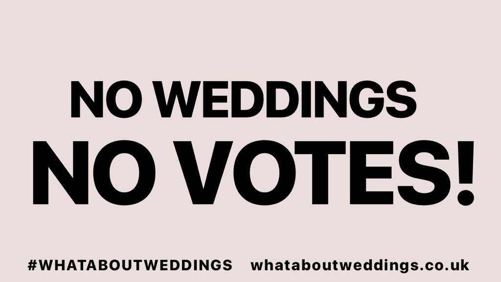 WAWofficialUK's tweet image. NO WEDDINGS = NO VOTES

When we all next go to the ballot box, we won’t be voting because of manifesto promises and slick advertising, we’ll be voting with the knowledge of whether our Prime Minister, @BorisJohnson, stepped up when we most needed him to. 🗳 

#whataboutweddings