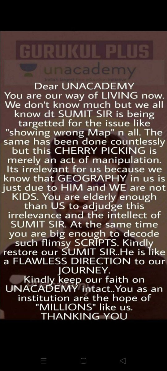 Shashan40431341's tweet photo. @RomanSaini Sir please accept our request it's our Humble request sir.
Restore our mentor on our platform and allow us to continue our preparation with our loving and respectfull mentor.
Pls @RomanSaini @unacademy Sir please accept our request.
#sumitrathiKsathi 
Thanks
Regards. https://t.co/UmD16uR1FC