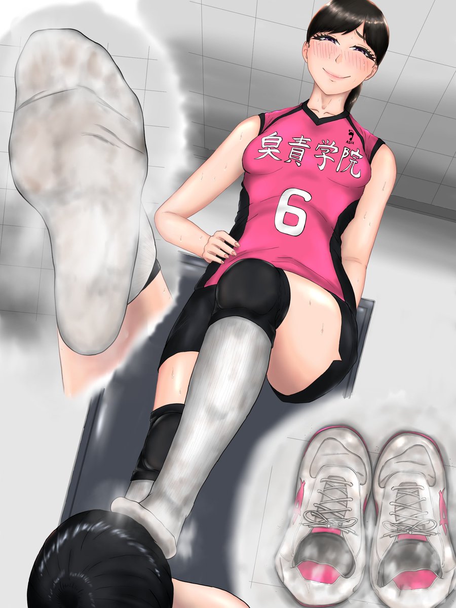 ポニテ女子バレー部臭い責めと足コキです。 