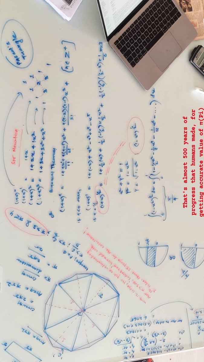 tweettoshashi's tweet photo. That's almost 500 years of progress humans made, for getting accurate value of π (Pi)
#Maths
#SirIssac
#Newton https://t.co/rOPzsnVZ8n