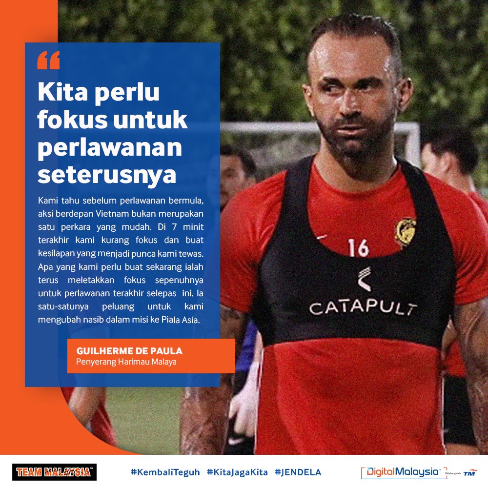 UnifiSports's tweet photo. De Paula selepas aksi #MASvVIE awal pagi tadi. 🗣️

Satu aksi yang jauh lebih baik daripada #HarimauMalaya berbanding di aksi #UAEvMAS. Memang kecewa tetapi kena terus bagi sokongan kepada skuad negara kita. #WCQ #AsianQualifiers #KamiTeamMalaysia https://t.co/MPFPeUA4fH