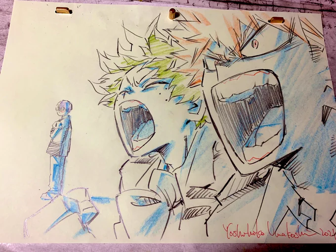 馬越嘉彦 アニメーション 原画集 僕のヒーローアカデミア 色紙の