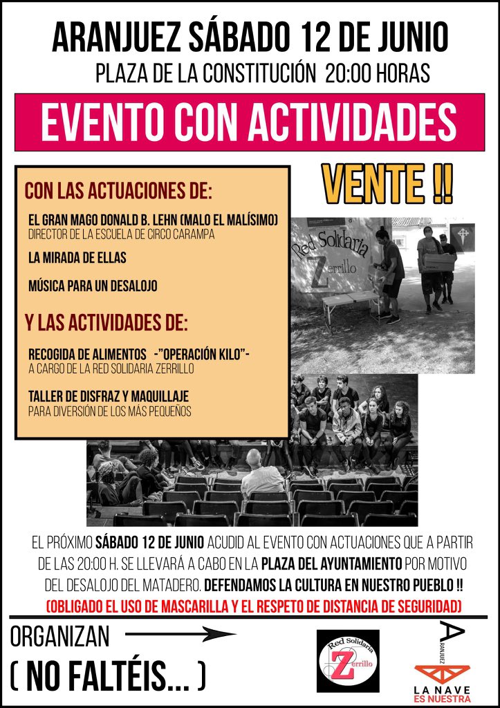 Hoy a las 20:00 en la Plaza de la Constitución.