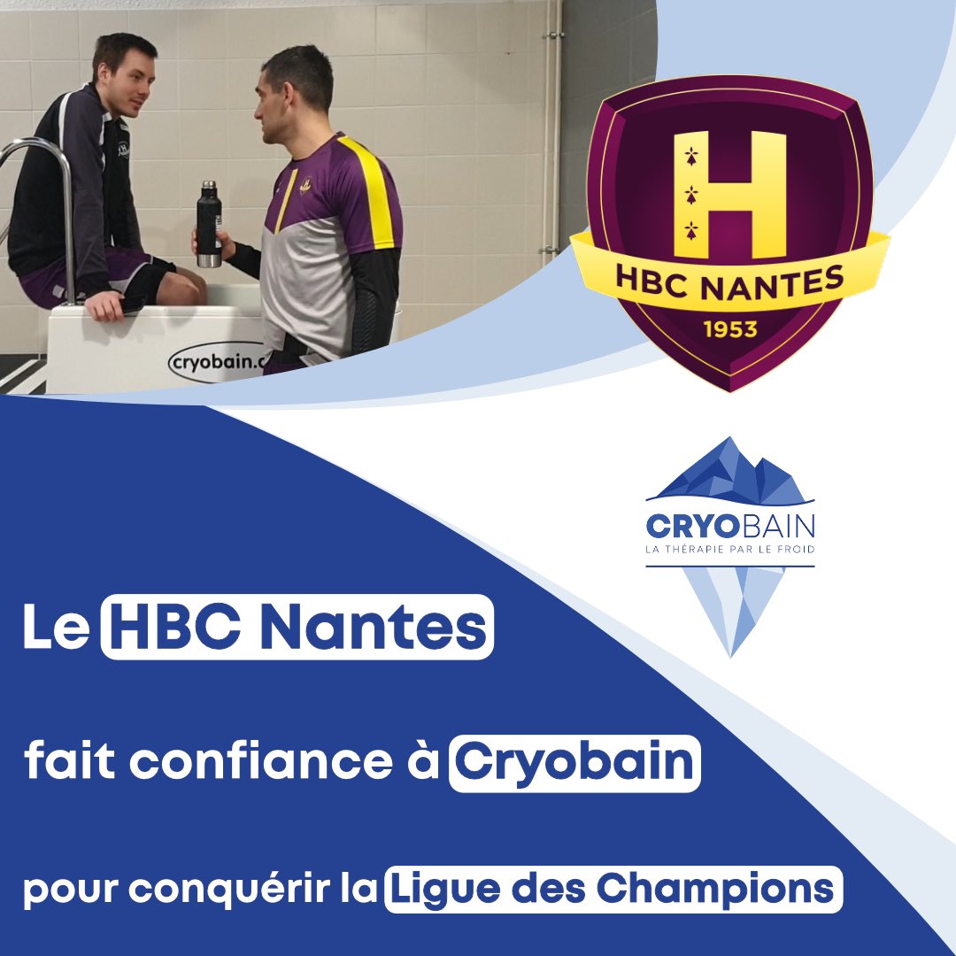 Cryobain's tweet photo. Cryobain apporte son soutien au @HBCNantes dans sa conquête de la plus prestigieuse compétition européenne !

Le H affronte ce samedi le Grand @FCBhandbol en 1/2 finale de @ehfcl 🔥

▶️ contact@cryobain.com ou 0670192963
#bainfroid #icebath #recovery #cryo #BARÇAHBCN #EHFFINAL4 https://t.co/gbKTcQRP4O