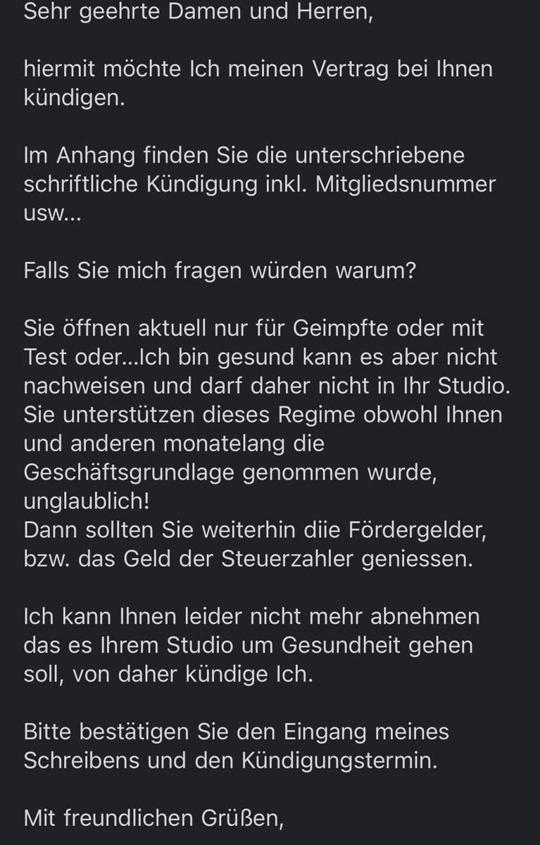 Habe heute meinen Vertrag beim Fitnessstudio gekündigt, ein kleiner Schritt aber unterstützen möchte Ich so etwas nicht…