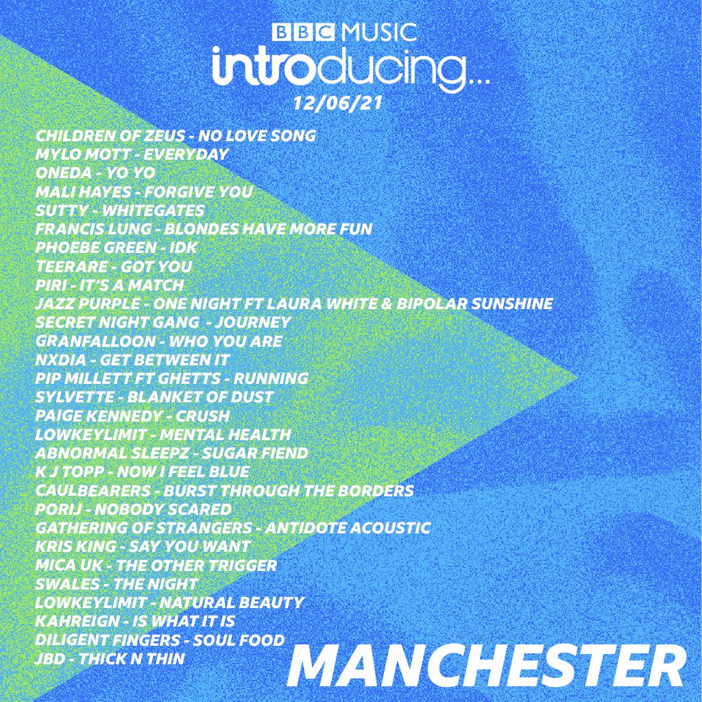 What an incredible show tonight, all the genres and textures! Greater Manchester is the most talented spot!

Check out tonights playlist hosted by <a href="/__victoriajane/">Victoria Jane</a> and listen back on <a href="/BBCSounds/">BBC Sounds</a> for 30 days!