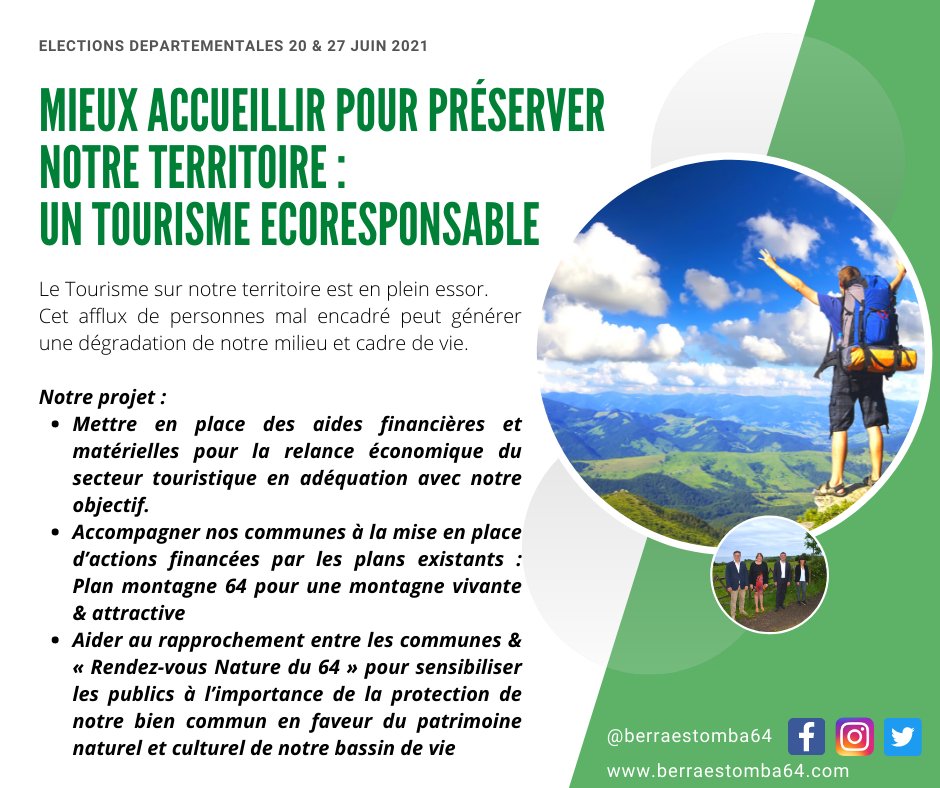 BerraEstomba's tweet photo. Travaillons ensemble à un tourisme écoresponsable :
Mieux accueillir pour préserver notre territoire !  
#electionsdepartementales2021 #biriatou #hendaye #urrugne #territoiredurable #tourisme #ecoresponsable https://t.co/UffsADC7tj