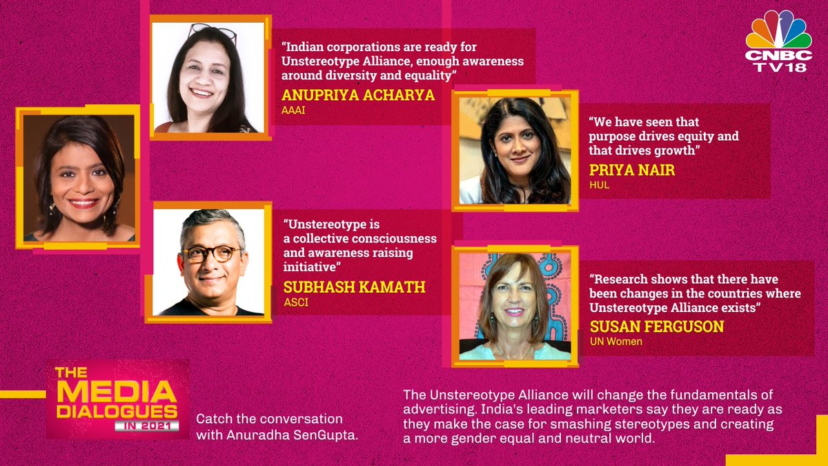 CNBC-TV18 (@cnbctv18news) on Twitter photo COMING UP @ 2:30 PM | <a href="/un_stereotype/">Unstereotype Alliance</a> will change the fundamentals of advertising. India's marketers say they are ready.
Catch Susan Ferguson, Anupriya Acharya, <a href="/Subkam/">Subhash Kamath</a> & Priya Nair make the case for smashing gender stereotypes & creating a more gender equal world.
<a href="/UN_Women/">UN Women</a> COMING UP @ 2:30 PM | <a href="/un_stereotype/">Unstereotype Alliance</a> will change the fundamentals of advertising. India's marketers say they are ready.
Catch Susan Ferguson, Anupriya Acharya, <a href="/Subkam/">Subhash Kamath</a> & Priya Nair make the case for smashing gender stereotypes & creating a more gender equal world.
<a href="/UN_Women/">UN Women</a>