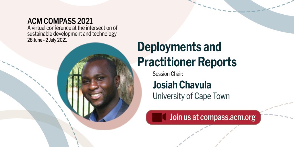 Excited to introduce ACM COMPASS 2021's Practitioner Experiences, Reports &amp; Systems session chair, <a href="/JosiahChavula/">Josiah Chavula</a> - University of Cape Town!

We got heaps of exciting papers from both practitioners &amp; academics! Follow this thread to see what to expect next week! 👇👇👇